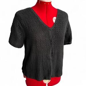 Norton McNaughton Black Short Sleeve Cardigan